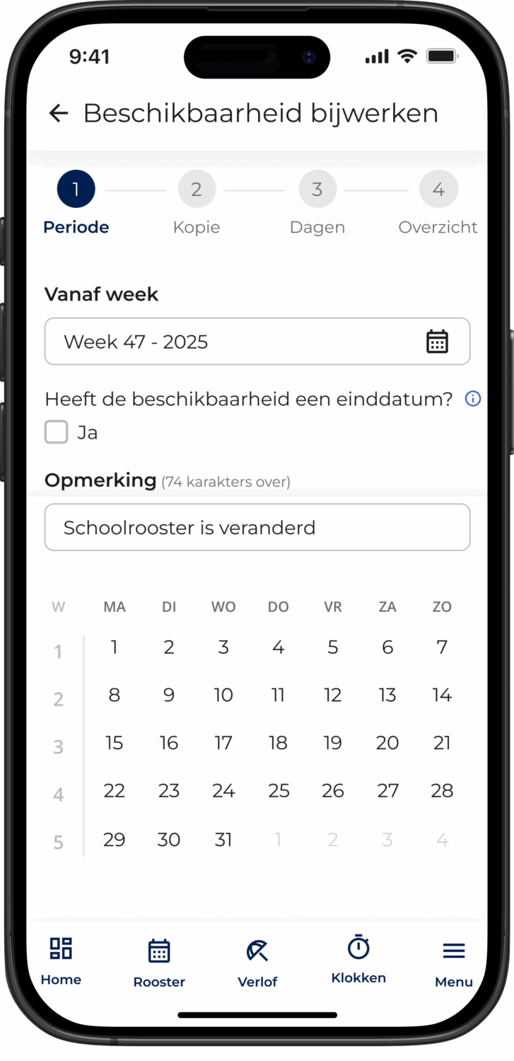 Beschikbaarheid bijwerken