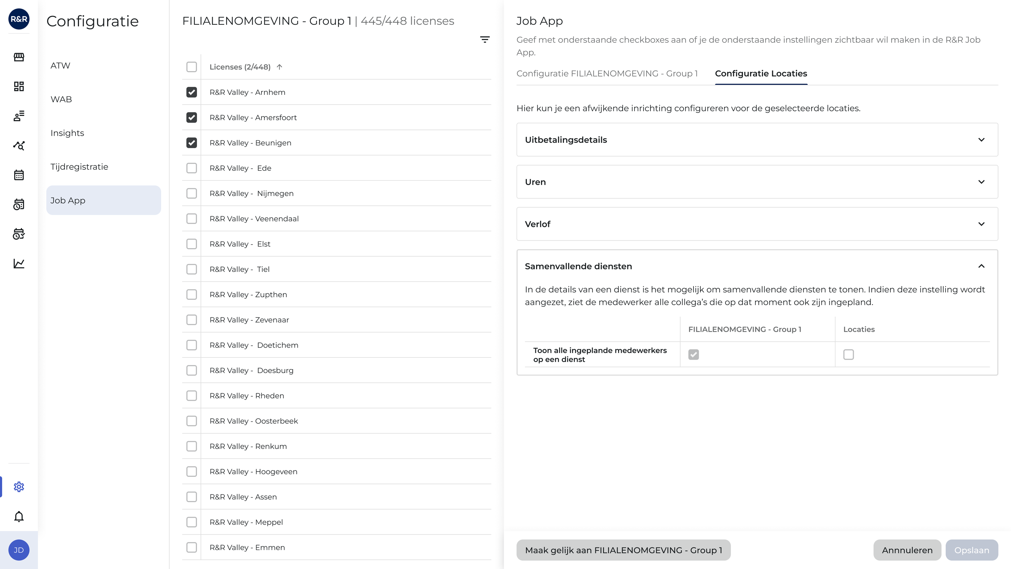 Job App voorkeuren bijwerken