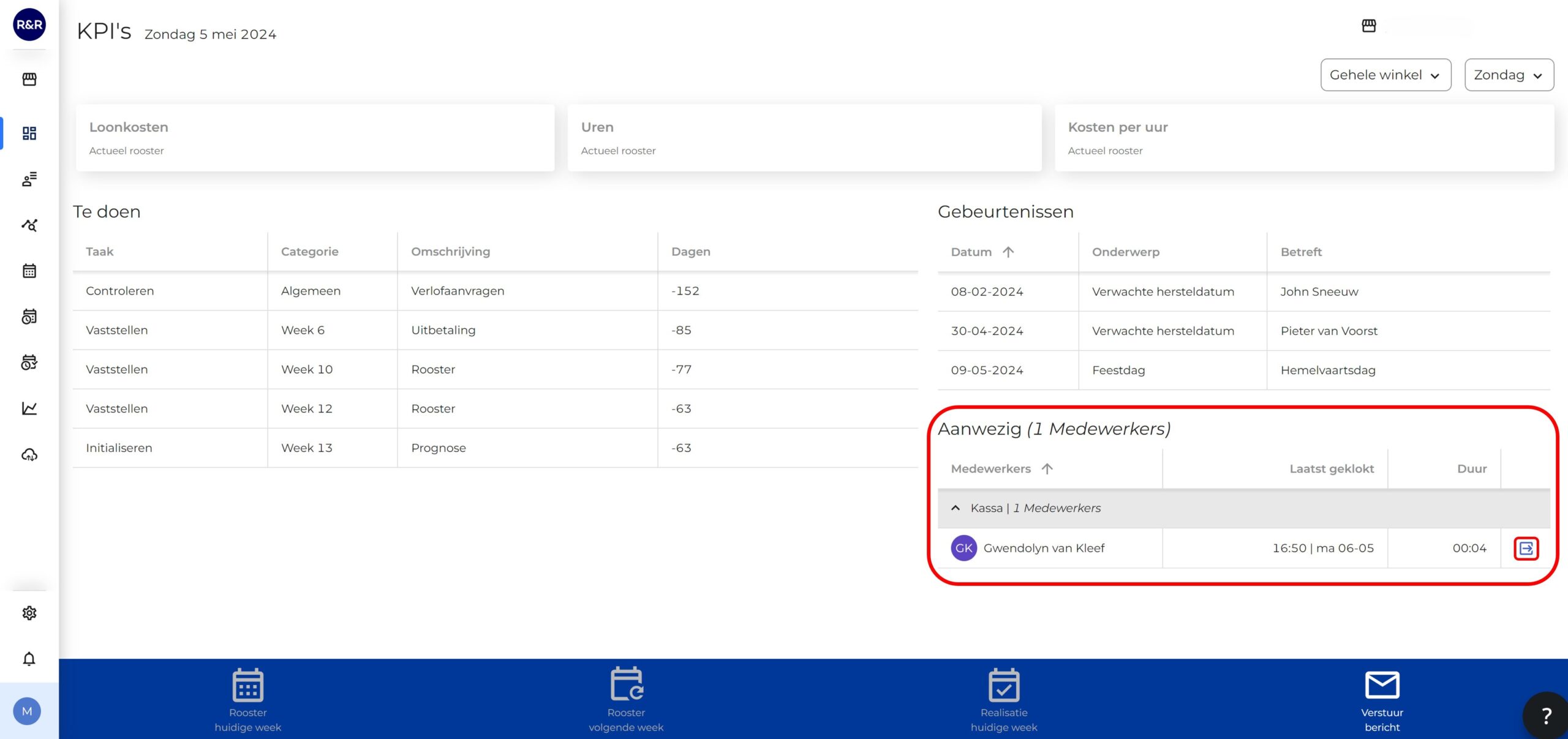 Uitklokken via de webapplicatie