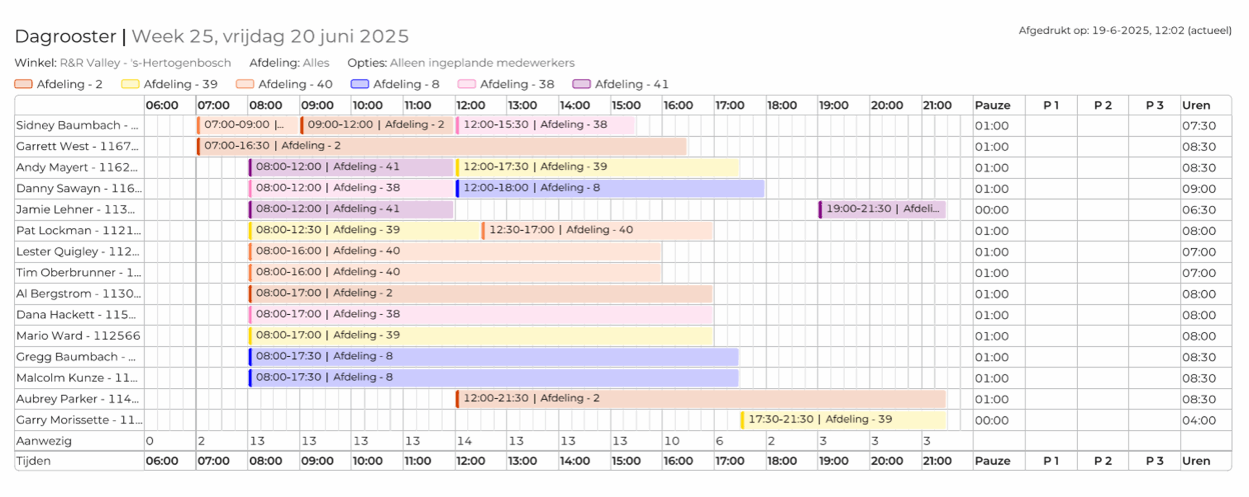 R&R WFM: Printbaar dagrooster
