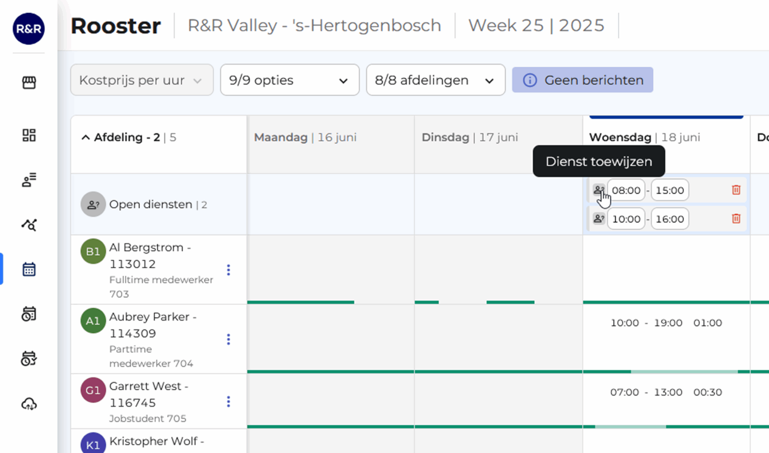R&R WFM: Rooster, open diensten