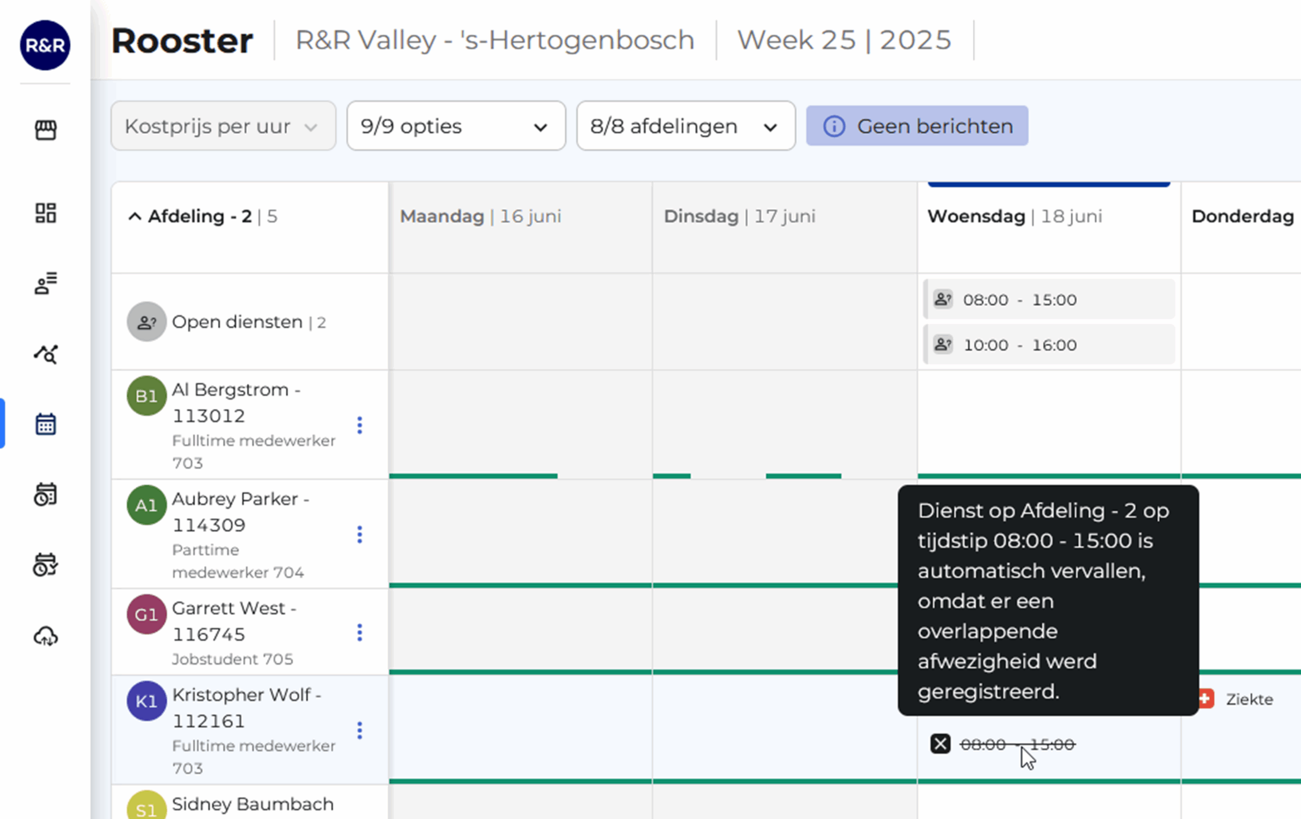 R&R WFM: Rooster, vervallen diensten